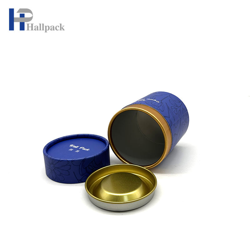 Высококачественный экологически чистый картонный контейнер для чая, кофе, матча, упаковка, пищевая бумажная трубка с железной крышкой