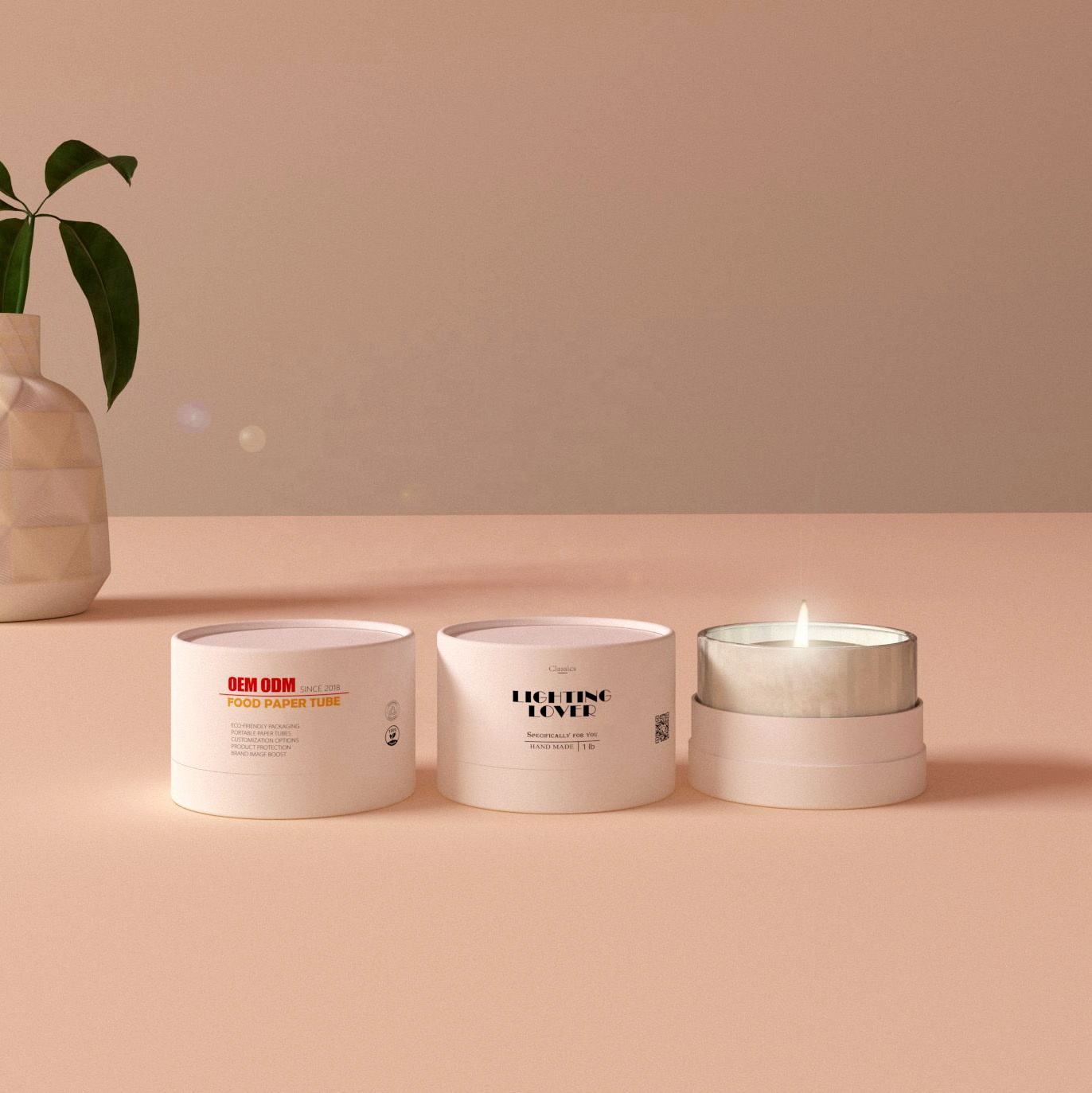 Пустая упаковочная трубка из крафт-бумаги на заказ, ручная работа, соевая восковая свеча, стеклянная банка, цилиндр, роскошная бумажная круглая коробка для трубок