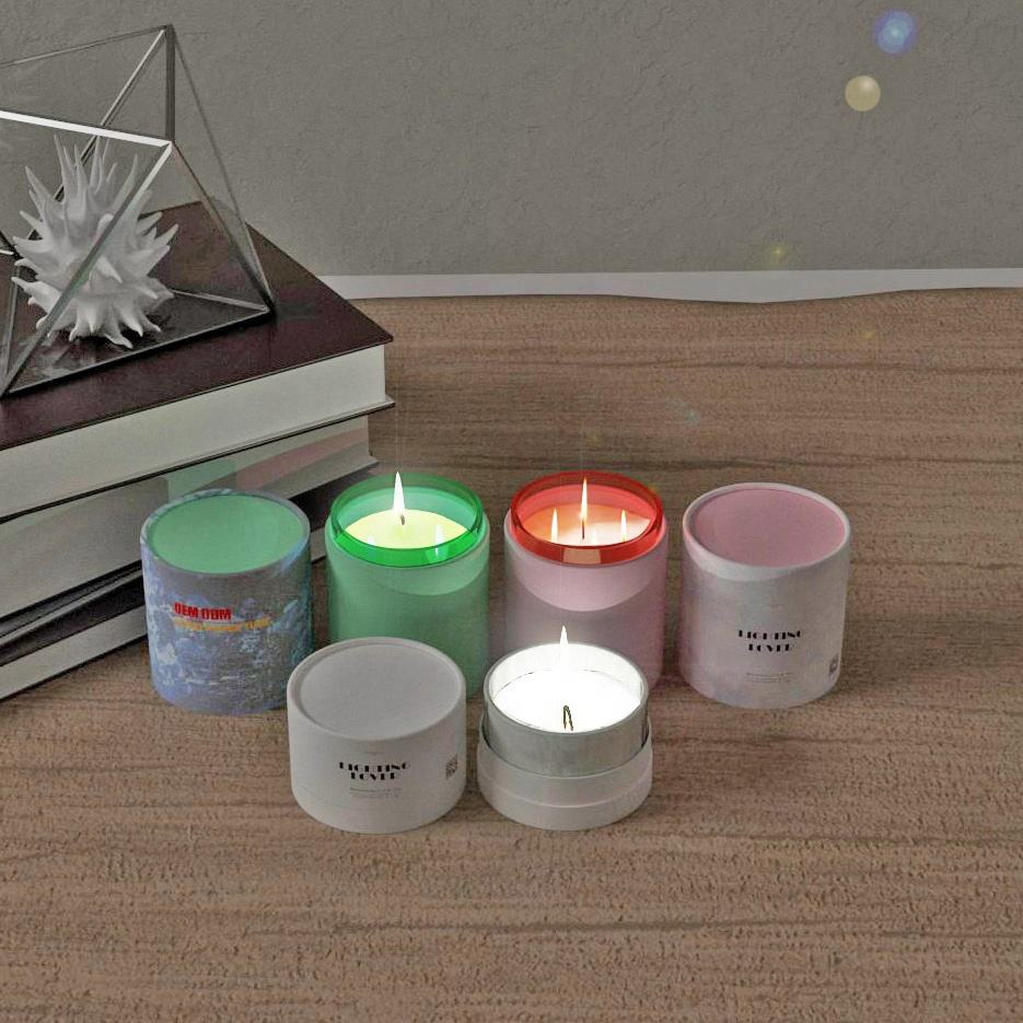 Пустая упаковочная трубка из крафт-бумаги на заказ, ручная работа, соевая восковая свеча, стеклянная банка, цилиндр, роскошная бумажная круглая коробка для трубок