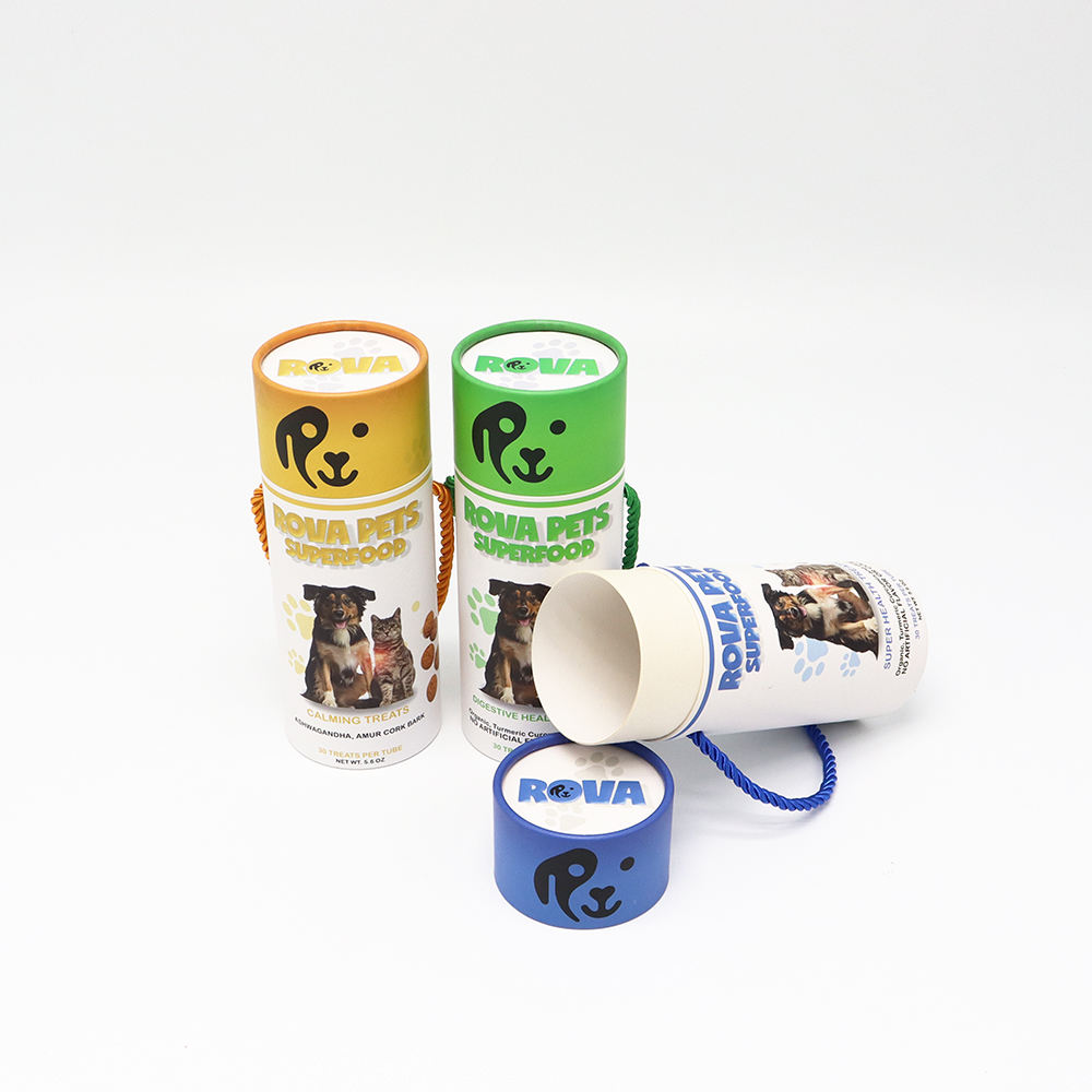 Упаковочные тубы Биоразлагаемые экологически чистые пищевые крафт-картонные цилиндрические коробки для корма для домашних животных Бумажная туба для упаковки