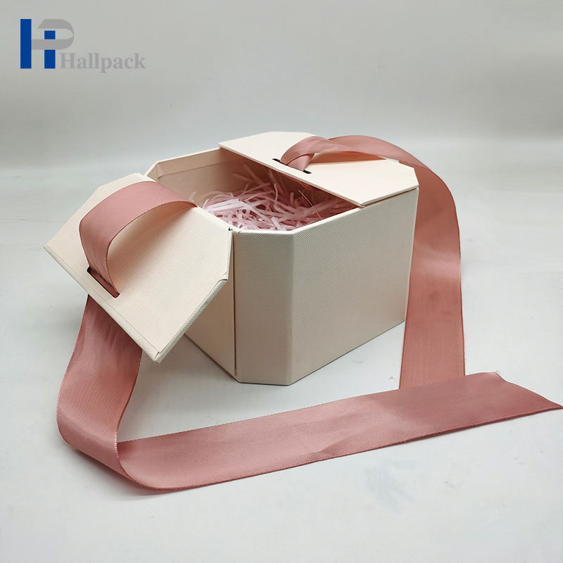 Экологичная подарочная коробка высокого качества с розовой лентой Подарочная коробка