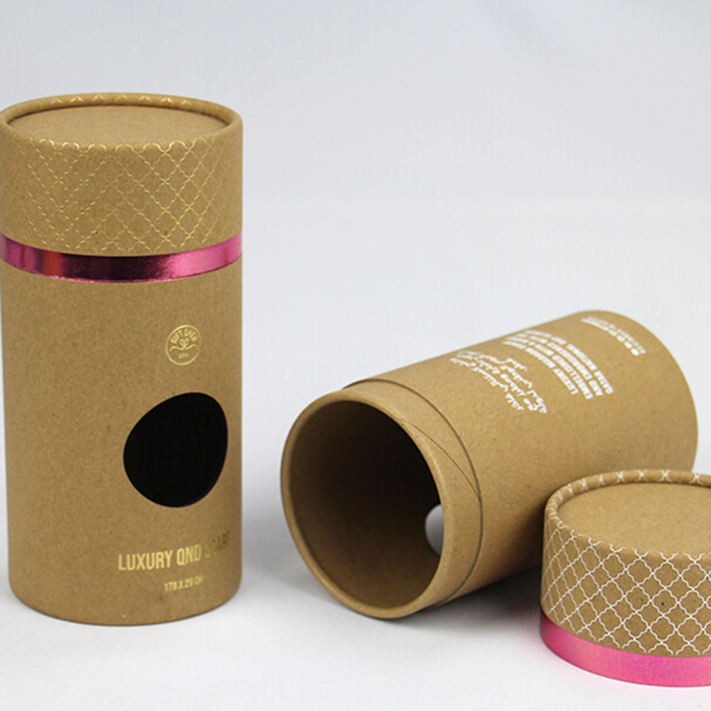 Эко дружелюбная изготовленная на заказ картонная коробка цилиндра качества еды с упаковкой бумажной трубки окна ПВК для гаек шоколада печенья напитка