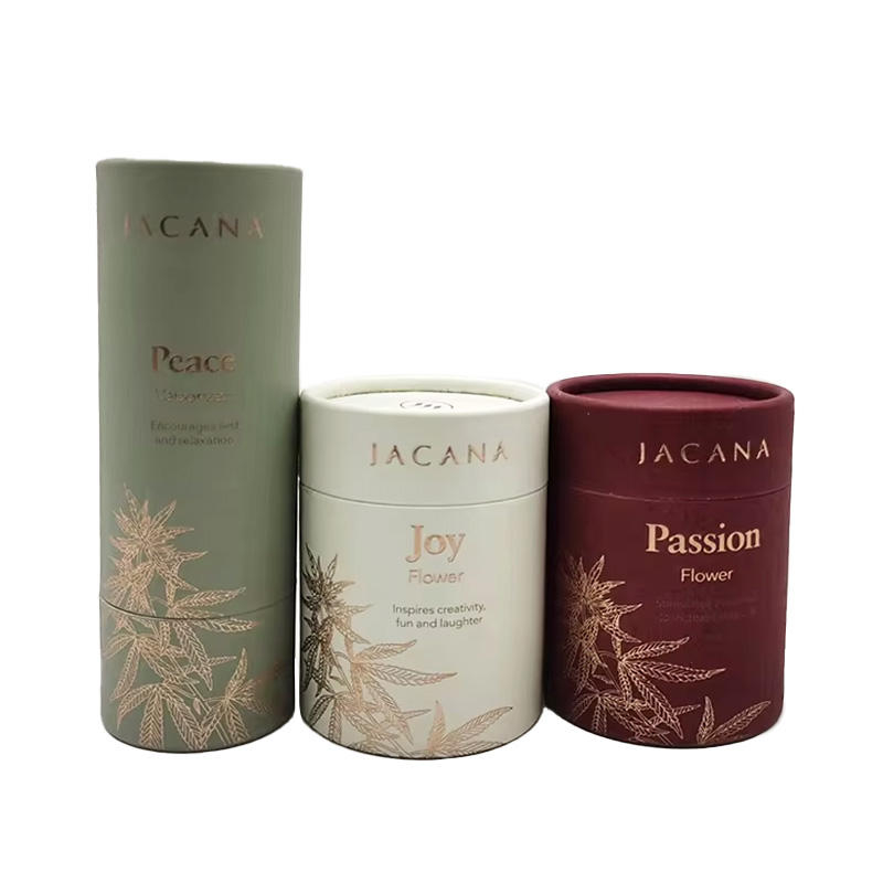 Экологичная перерабатываемая коробка для трубок из крафт-бумаги для свечей с золотой печатью, круглая коробка для чая