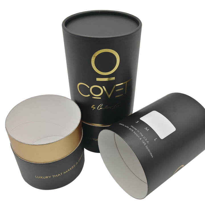 Горячая продажа напечатанной на заказ круглой коробки экологически чистого коричневого переработанного цилиндрического картона для упаковки футболок и поделок