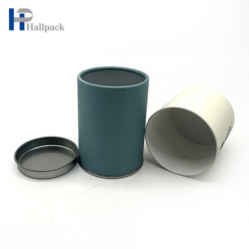Переработанные изготовленные на заказ бумажные трубки с железным дном для упаковки чая со встроенной железной крышкой